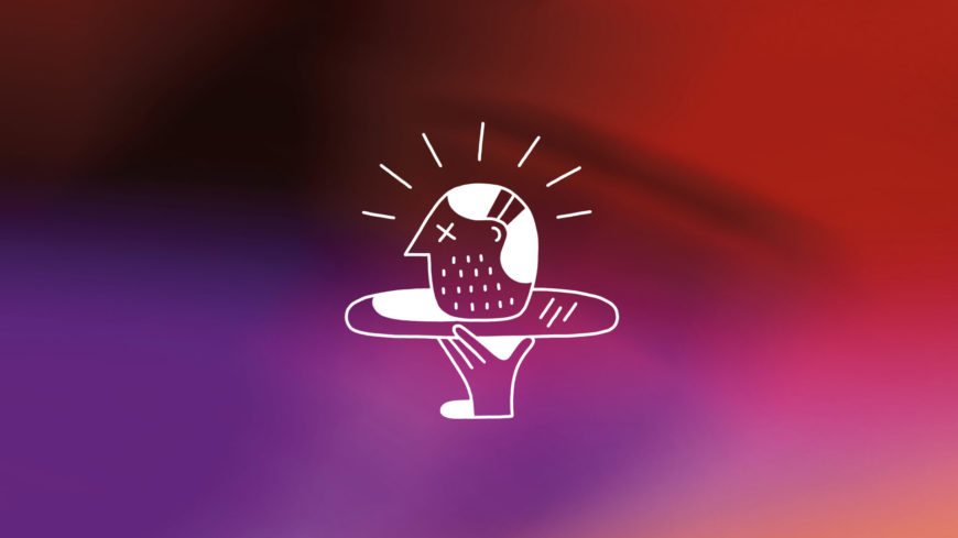 Das Verbrechen-Icon vor einem lila-rosa Hintergrund