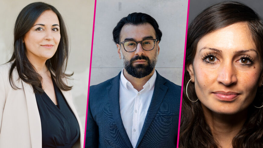 Portraits von Düzen Tekkal, Ali Fathollah-Nejad und Gilda Sahebi (von links nach rechts)