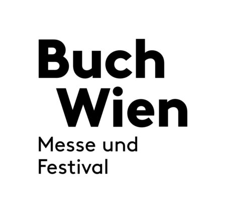 Logo der Buch Wien in weiß mit schwarzer Schrift