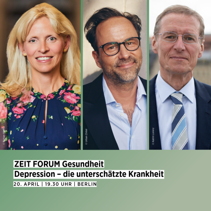 drei Portraits der Speaker auf grünem Hintergund